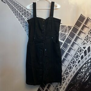Gap Denim Midi Button-down Overall Size 14P Dress BLACK